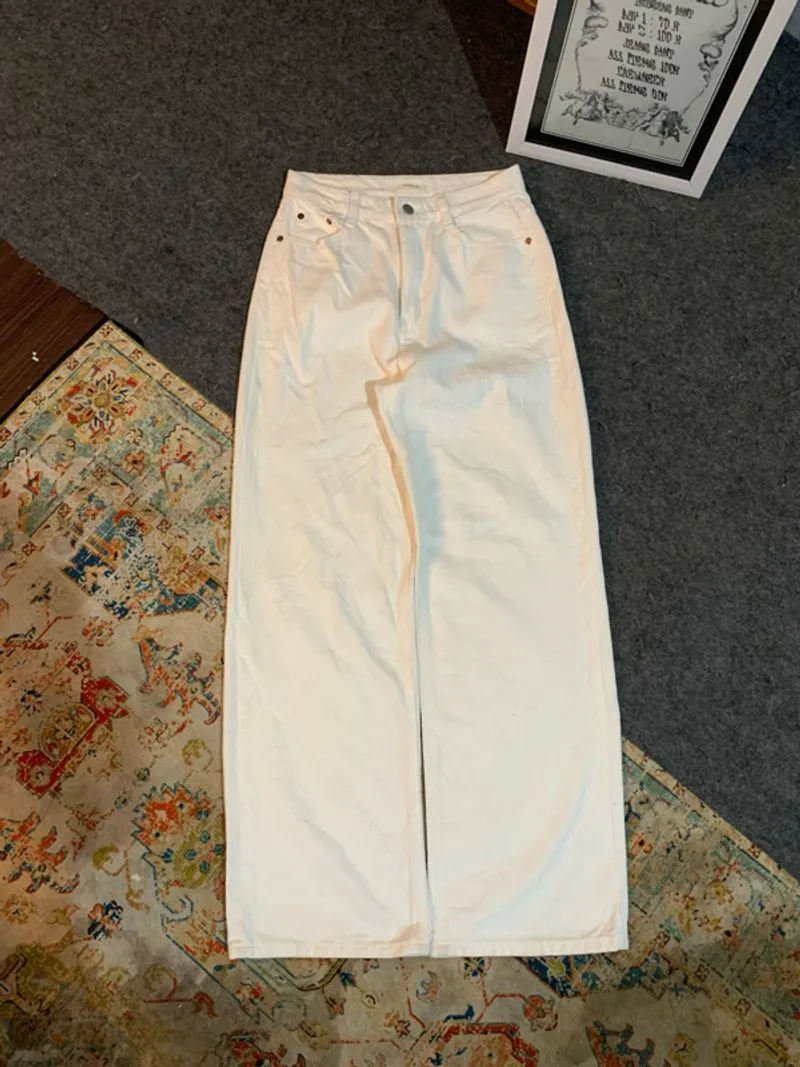 JEANS WHITE LOSE TYPE STREET WEAR STYLE photo 1