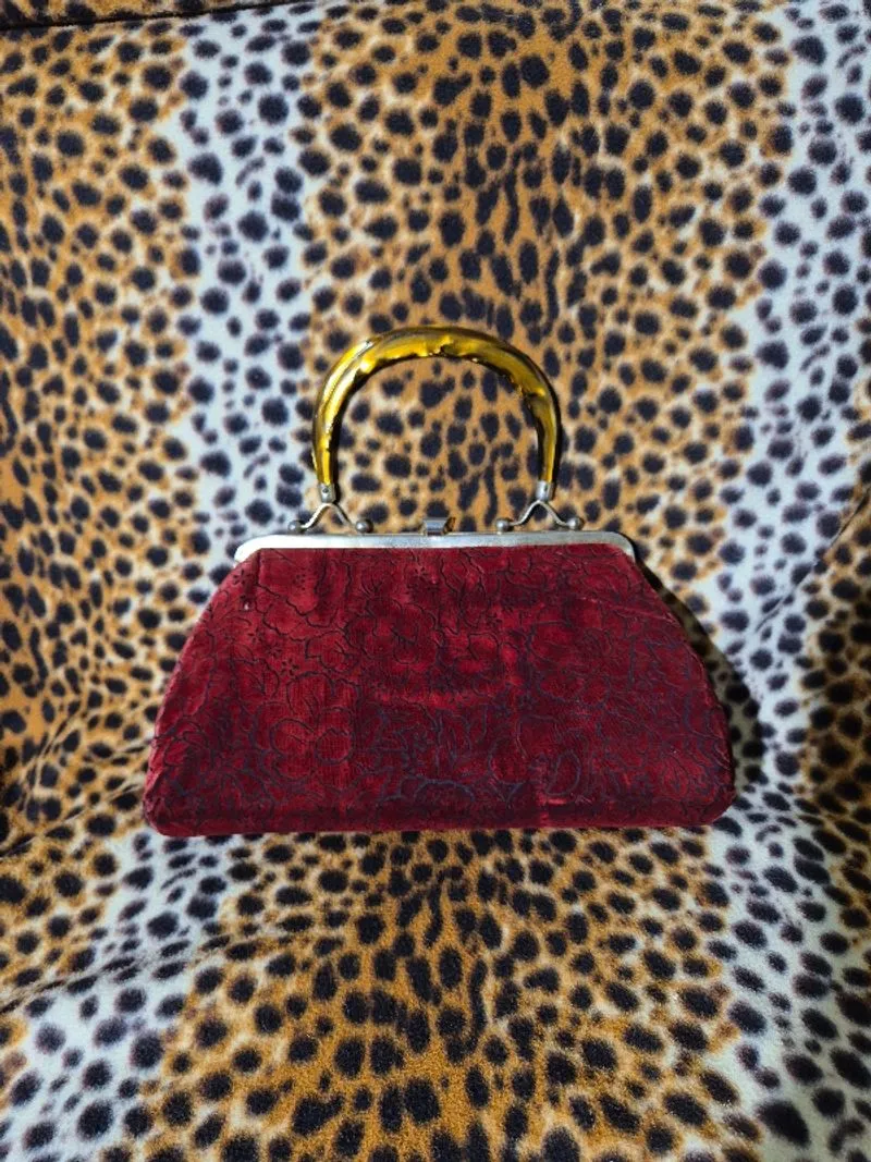 Vintage velour handbag photo 1