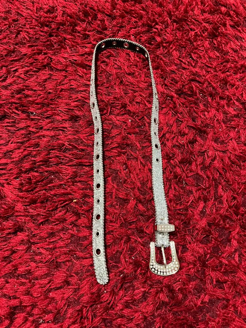 y2k belt rhinestone white photo 1