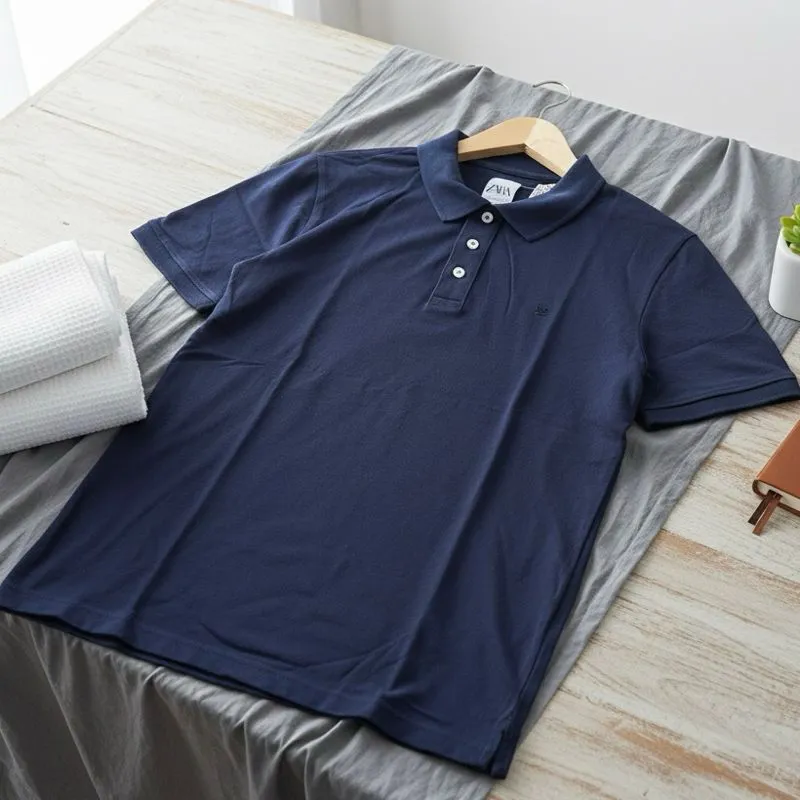 Zara Basic Eimbordery Logo Navy Poloshirts photo 1