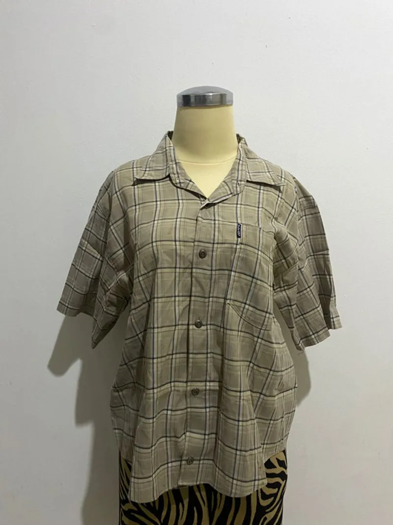 kemeja kotak kotak oversized coklat photo 1