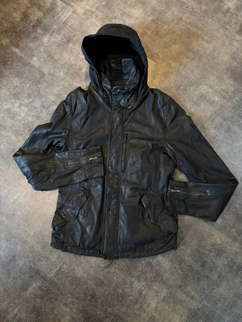 Jaket kulit hoodie wooyoungmi leather jacket lamb skin photo 1