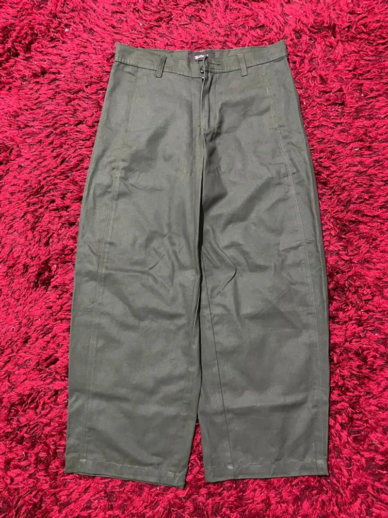 barrel pants baggy fit army green photo 1