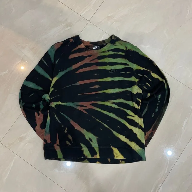 Nike crewneck reworked tiedye army zebra photo 1