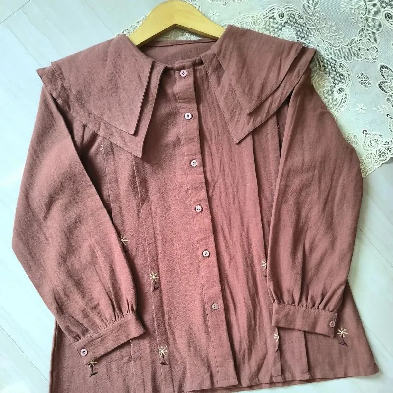 FELINA EMBROIDERY BLOUSE LD 100 | KEMEJA WANITA LINEN BORDIR photo 1