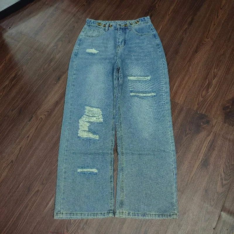 UNBRAND BAGGY BLUE WASH RIPPED JEANS  photo 1
