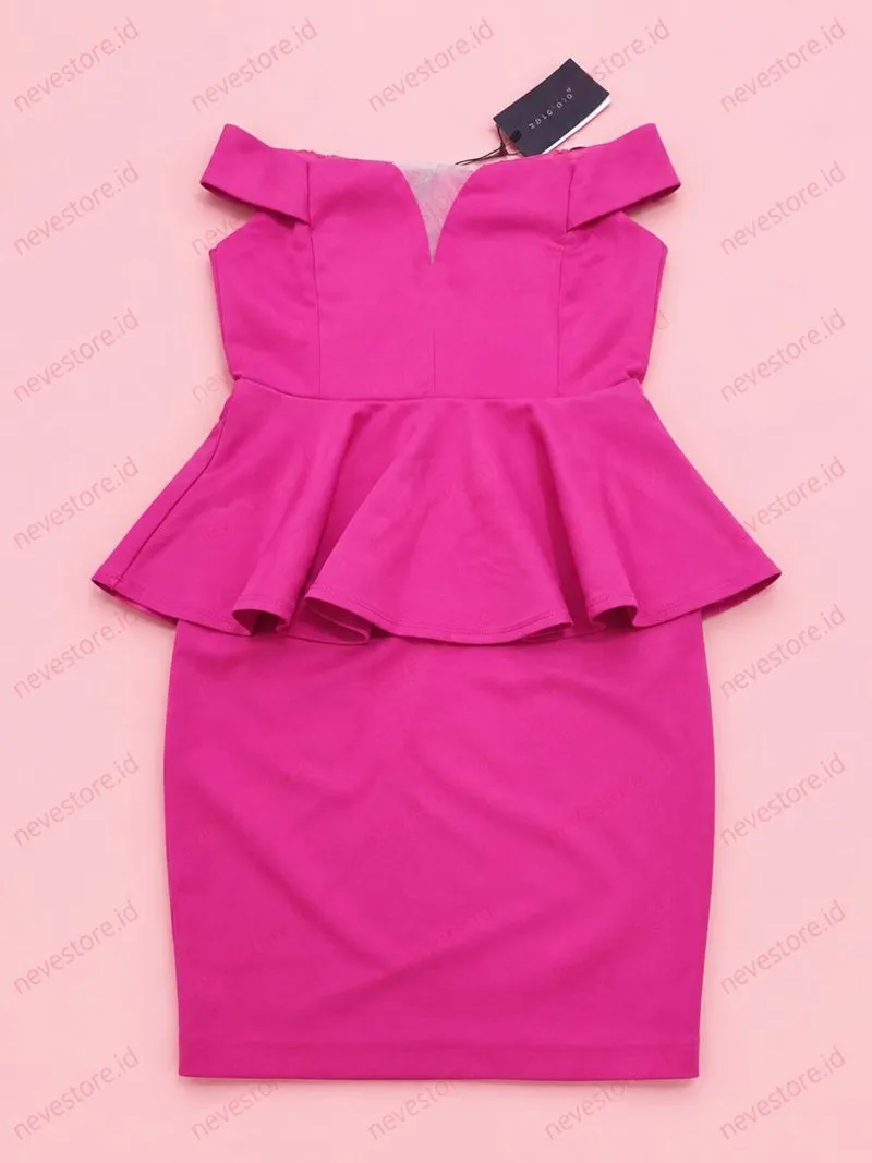 Dress Peplum Sabrina Fuchsia Solemio photo 1