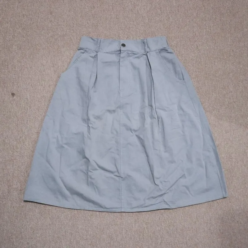 Blue Grey Midi Skirt | Rok Korea Midi Biru Abu Wanita photo 1