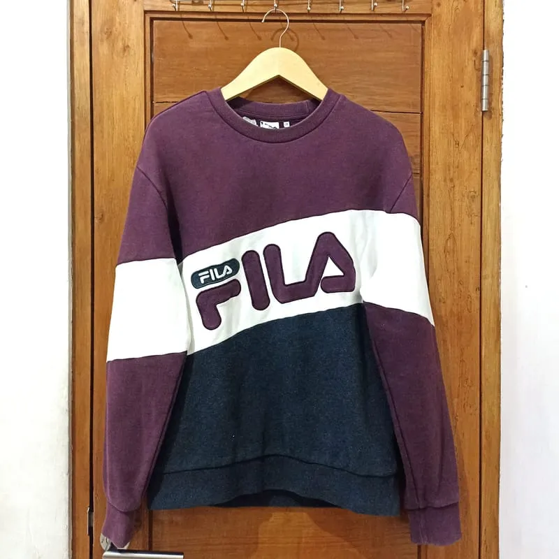 Fila Casual Sweatshirt Pria burgundy white photo 1