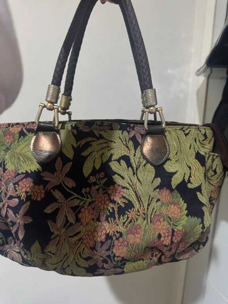 floral tapestry vintage hand joy shoulder bag made in italy  photo 1