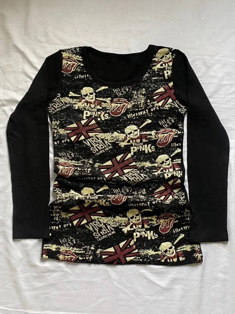 kaos skull long sleeve y2k billabong emo grunge punk photo 1