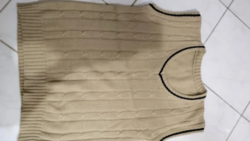 korean knit sweater vest cream beige photo 1
