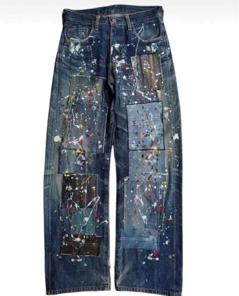 Vintage Levi's 504z Baggy Selvedge Paint Splatter Denim photo 1