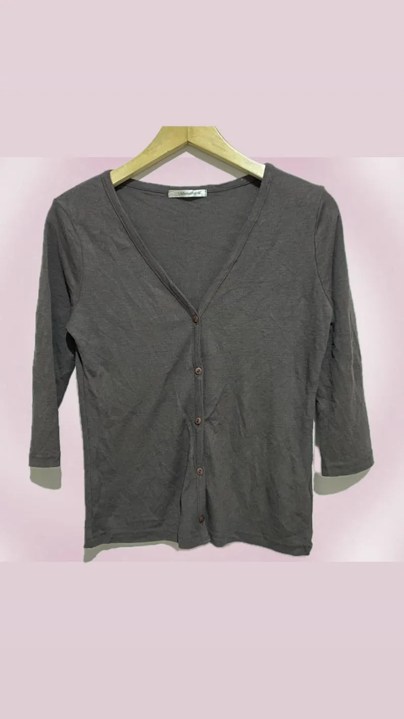 Casual Cardigan Wanita brown photo 1
