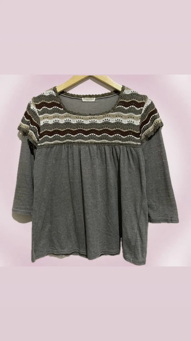 Casual Blouse Wanita brown gray photo 1