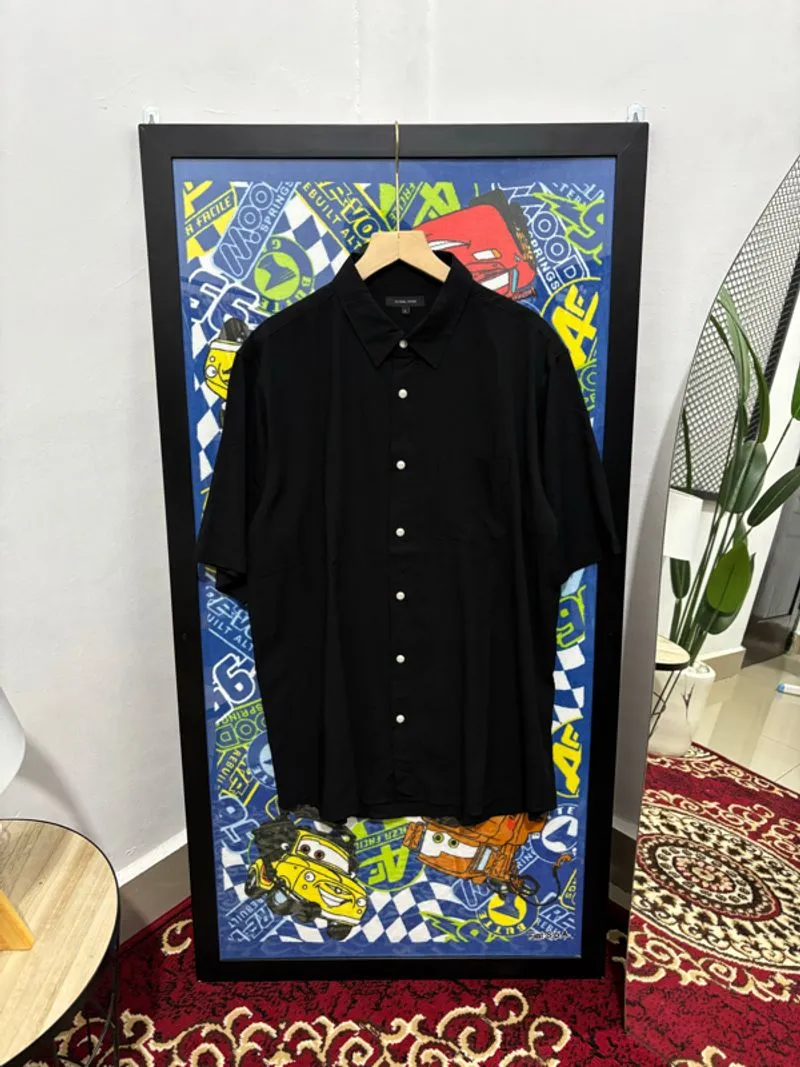 kemeja pria hitam lengan pendek global work photo 1