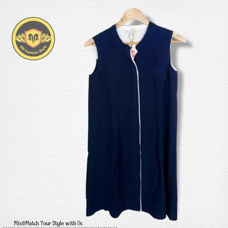 2me Blouses kancing tanpa lengan warna navy photo 1