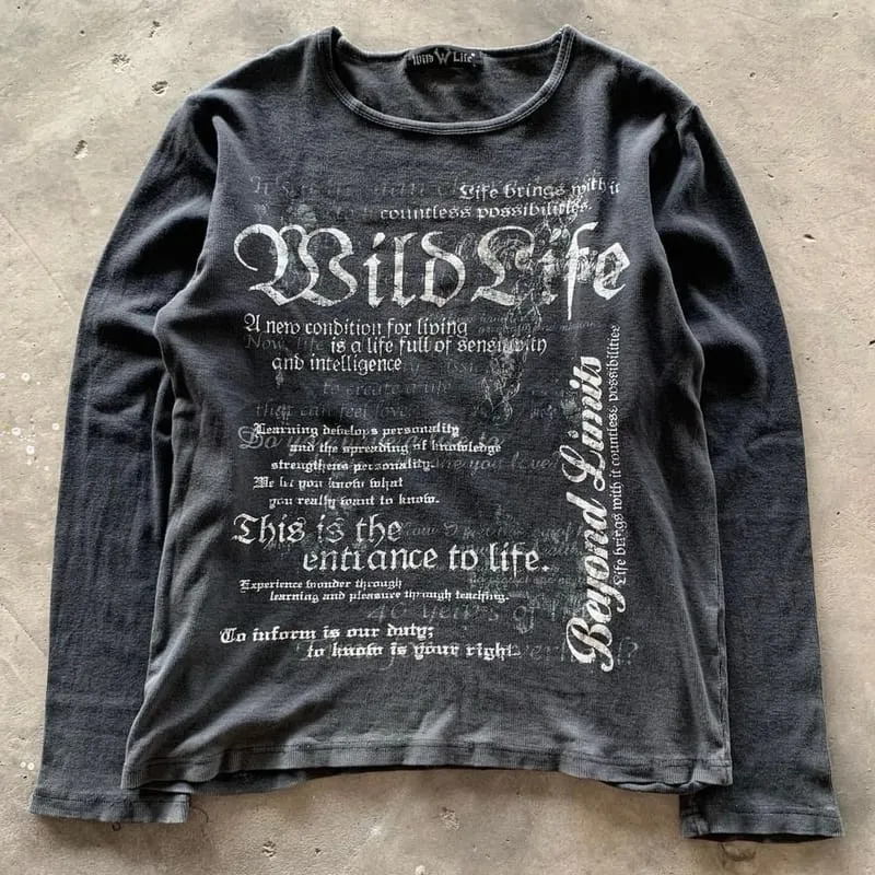Japanese brand Vintage Grunge T-shirt Wanita black photo 1
