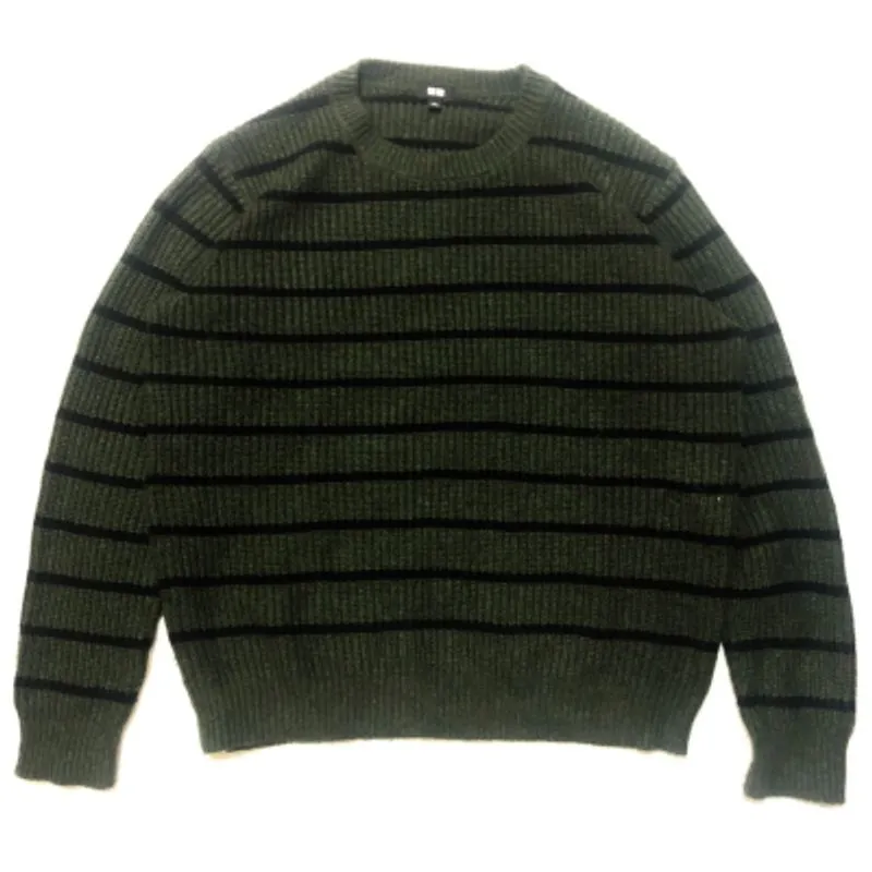 Uniqlo Green Striped Knit Sweater photo 1