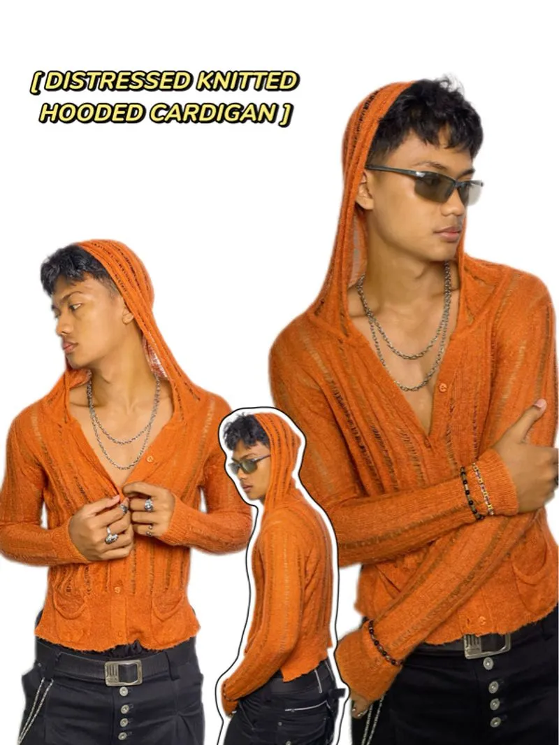Distressed Knitted Hooded Cardigan photo 1
