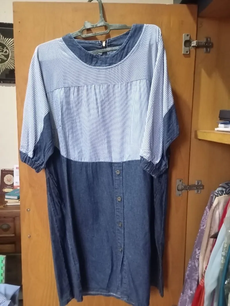 Atasan wanita Denim garis² (Navy) photo 1