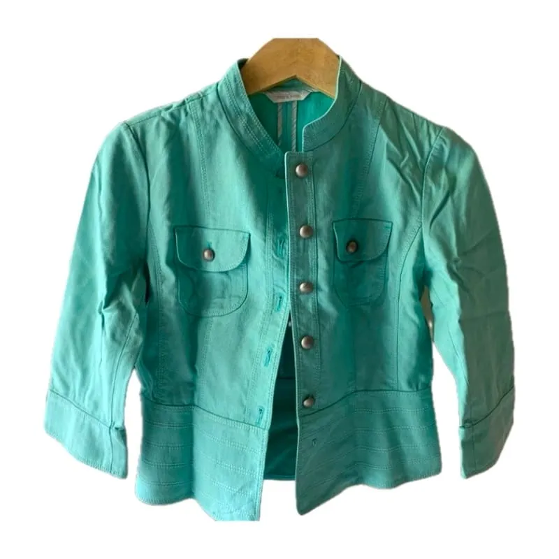 Vintage Casual Blazer Wanita white blue photo 1