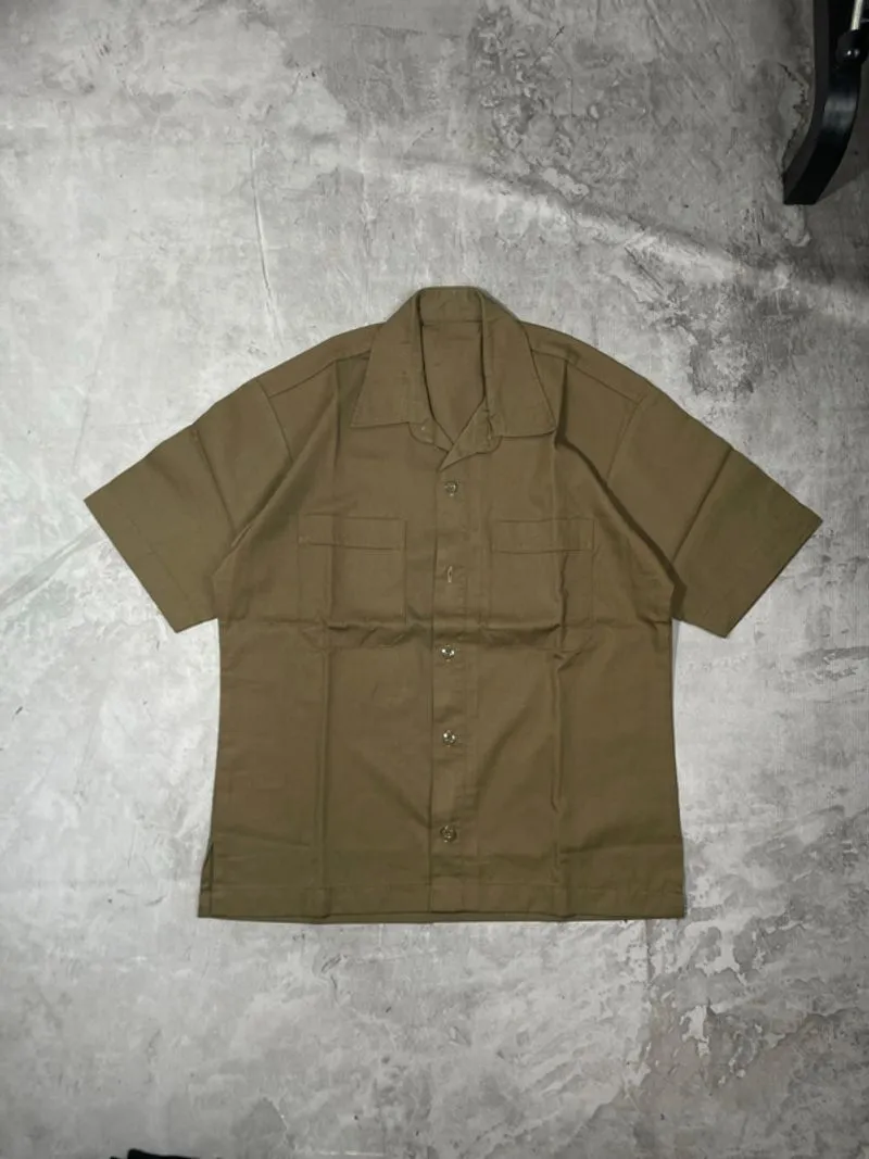 Open collar Shirt Brown Casual  photo 1