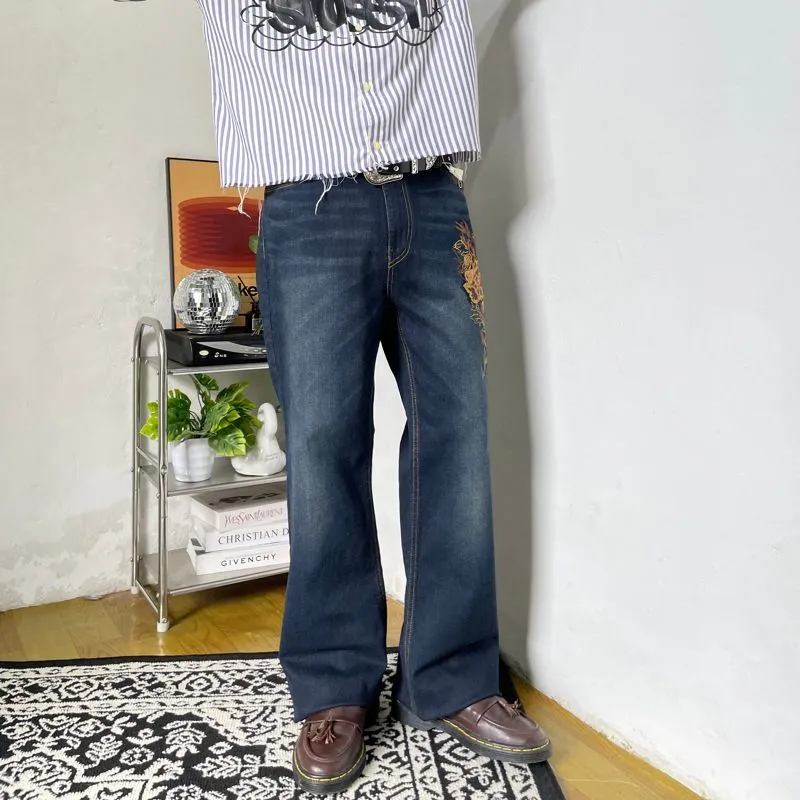 bootcut denim Grunge flare fit flowers photo 1