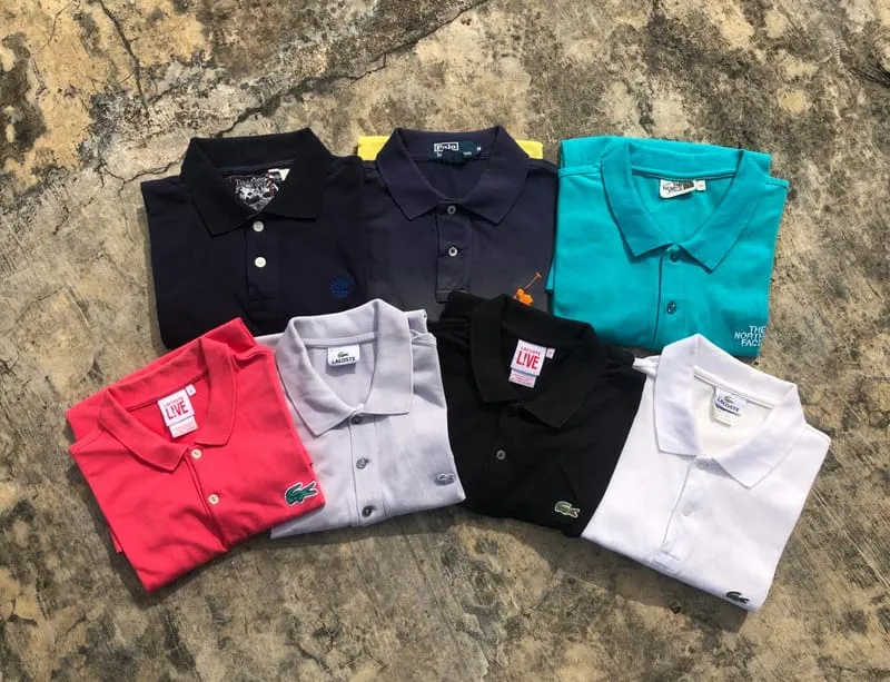 Streetwear Y2K Polo shirt Pria multicolor silver white navy pink black photo 1