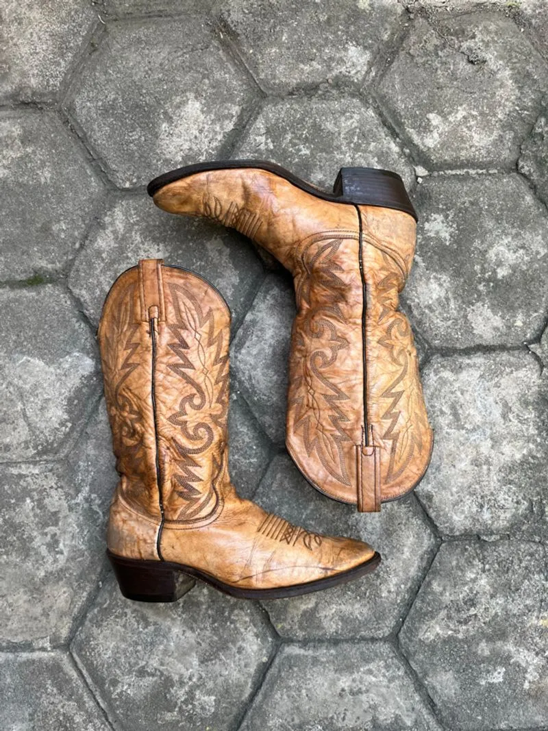 DAN POST P2327 Tan Brown Handcraft Western/Cowboy Boots  photo 1
