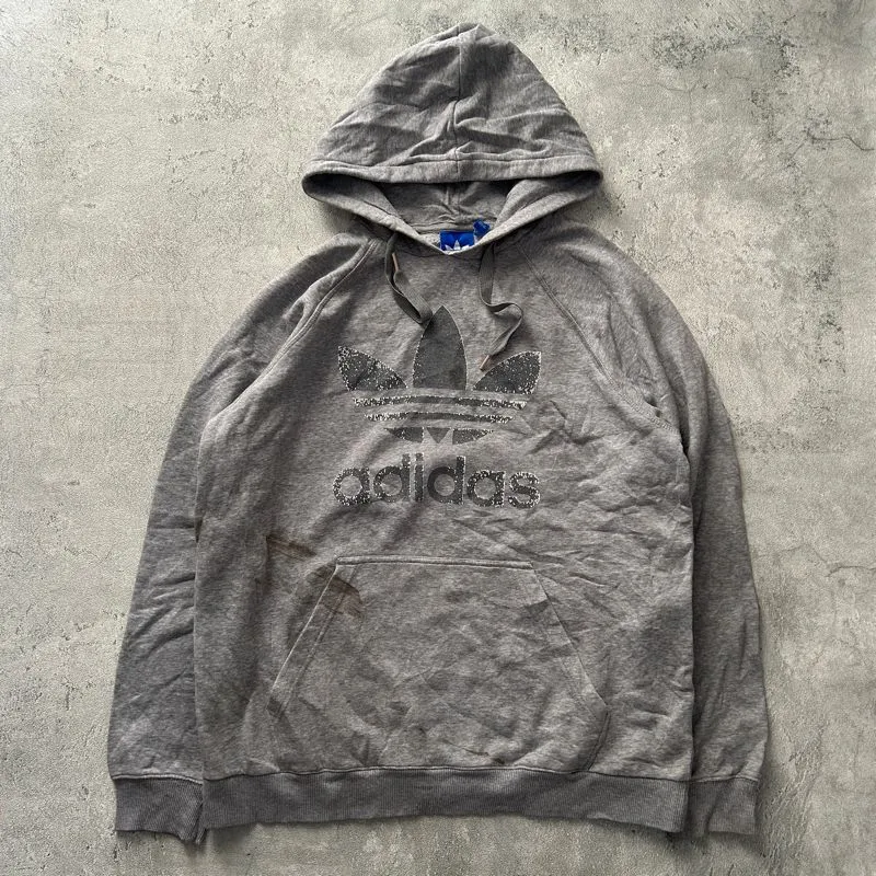 Adidas Trefoil hoodie in gray colour with glitter logo photo 1