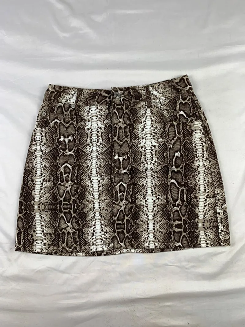 Topshop Jeans Snakeskin Patterned Mini Skirt (27) photo 1