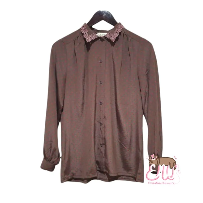 Japanese brand Vintage Shirt Wanita brown photo 1