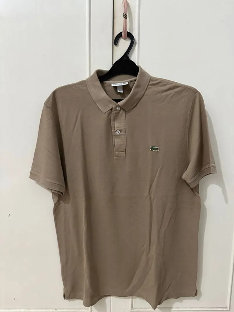 Lacoste Polo Shirt Beige 100% Original photo 1