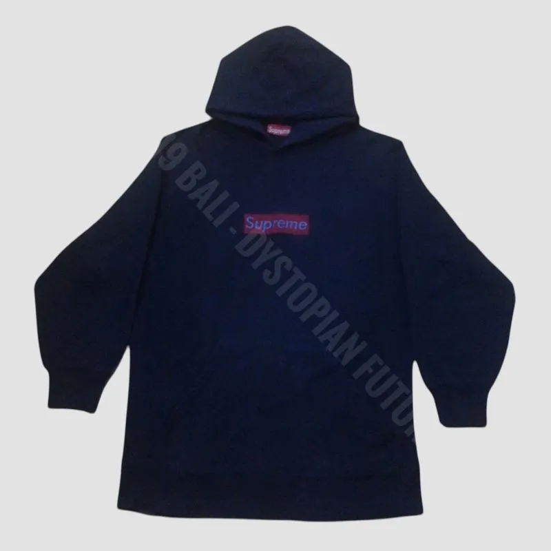 Vintage 90's Supreme Box Logo Hoodie Red on Navy photo 1