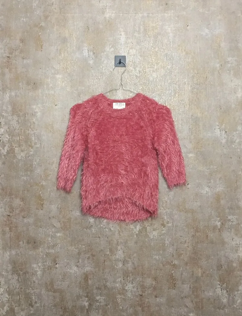 ZARA Girls Winter Knit – Fluffy Pink Sweater photo 1