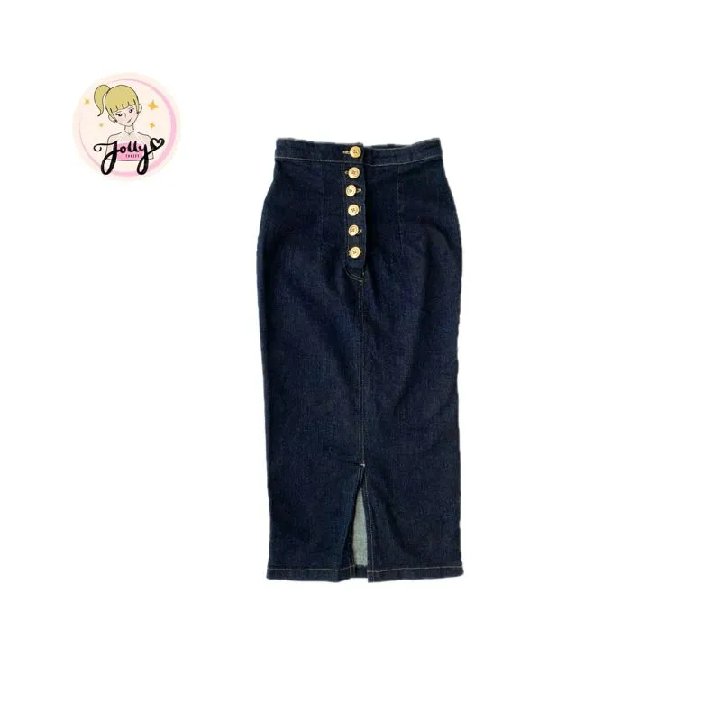 Rok denim panjang vintage wanita preloved by jollythrift  photo 1