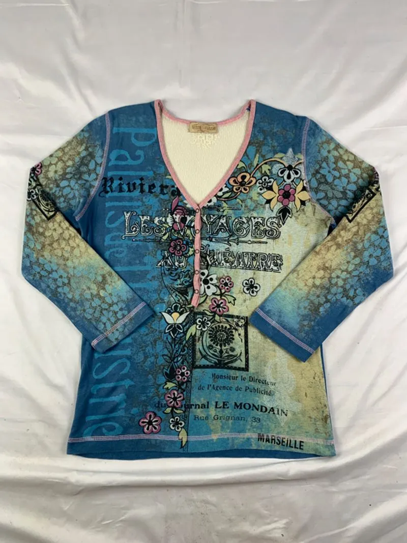 2000s Skinny Minie Floral Poem Top (M) photo 1