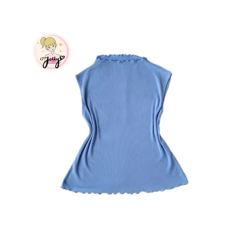Tank top turtleneck biru preloved by jollythrift  photo 1