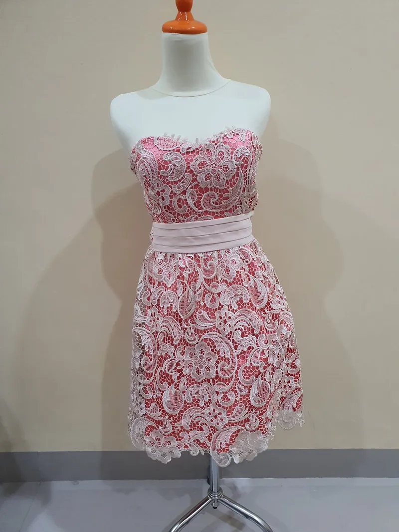 Midi dress Wanita orange cream photo 1