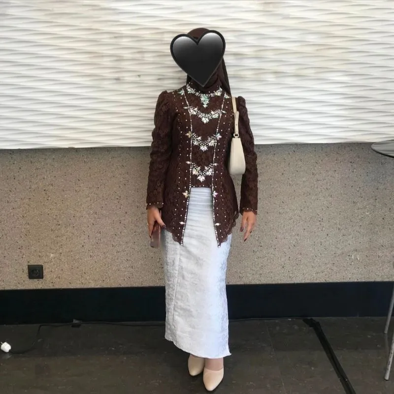 Atasan kebaya kemuning mahogany/brown/coklat tua brokat  photo 1