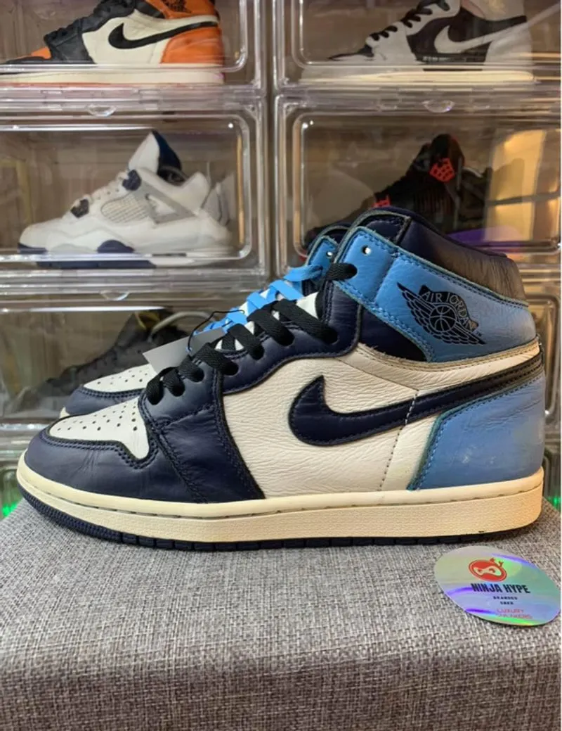 AIR JORDAN 1 RETRO HIGH OG OBSIDIAN UNC , SEPATU , SHOES , S photo 1