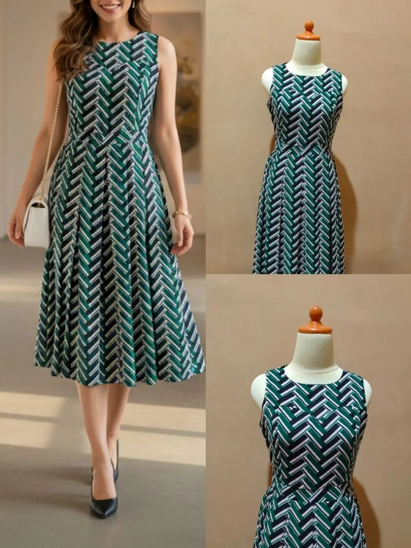 Vintage Green Pattern Dress photo 1