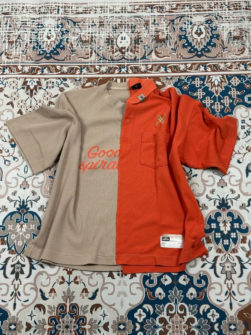 Vintage Streetwear Casual shirt Pria tan orange photo 1