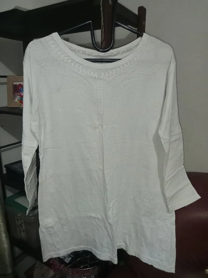 atasan longsleeve putih bordir brand t-zone #005 photo 1