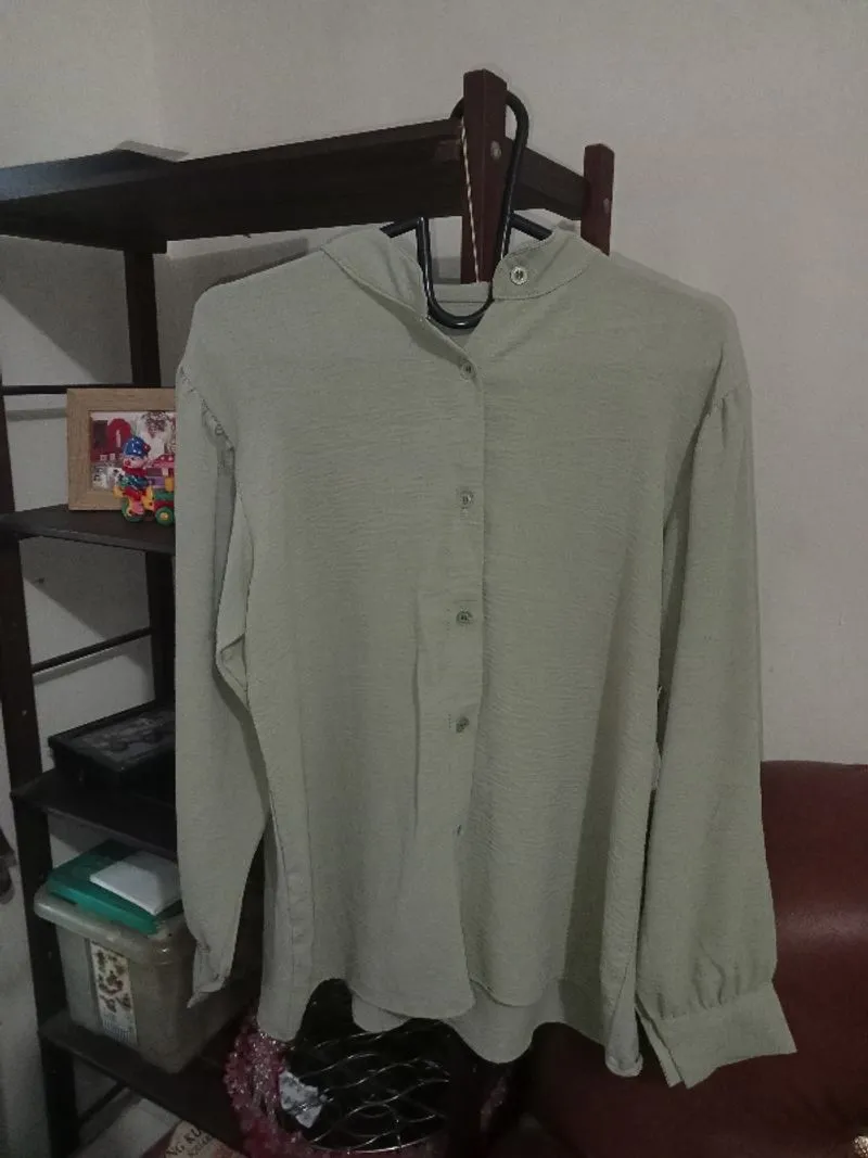 atasan blouse sage lengan balon #010 photo 1