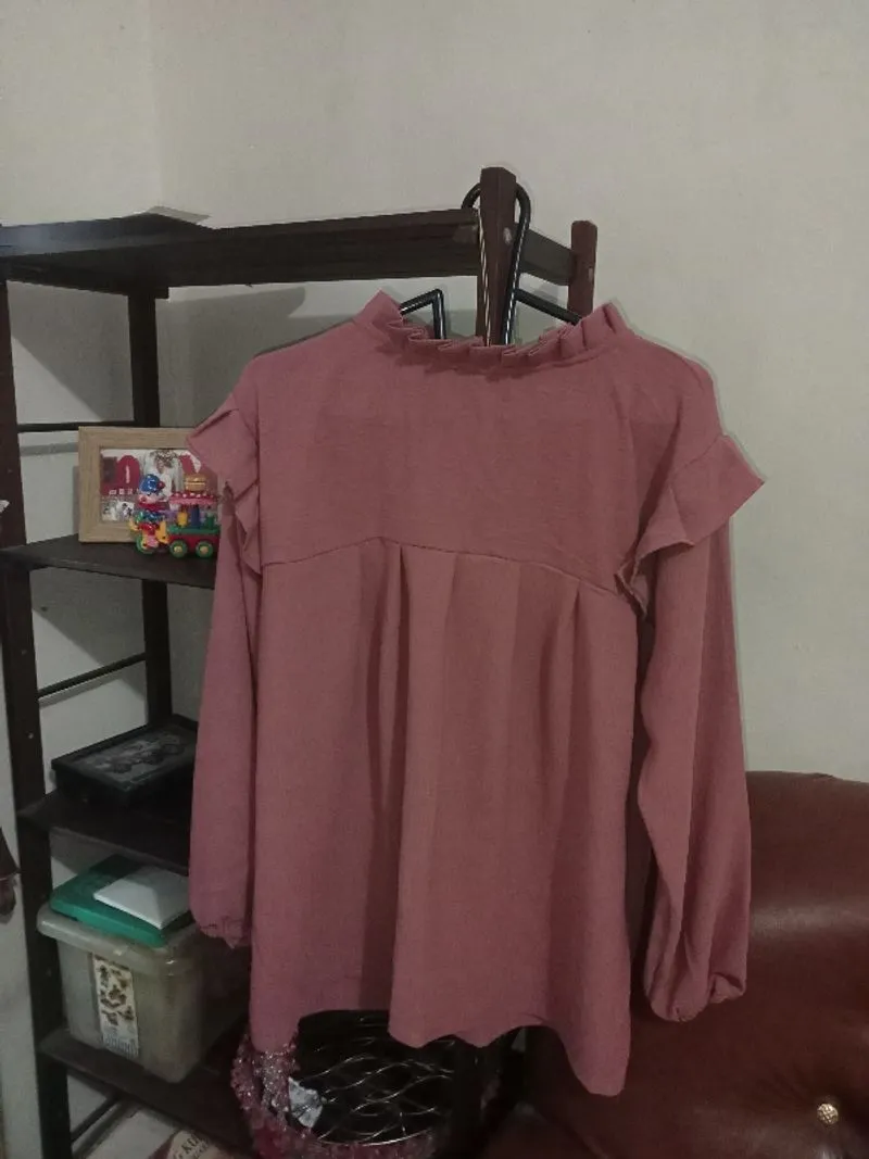 atasan blouse ruffle coklat bata #012 photo 1