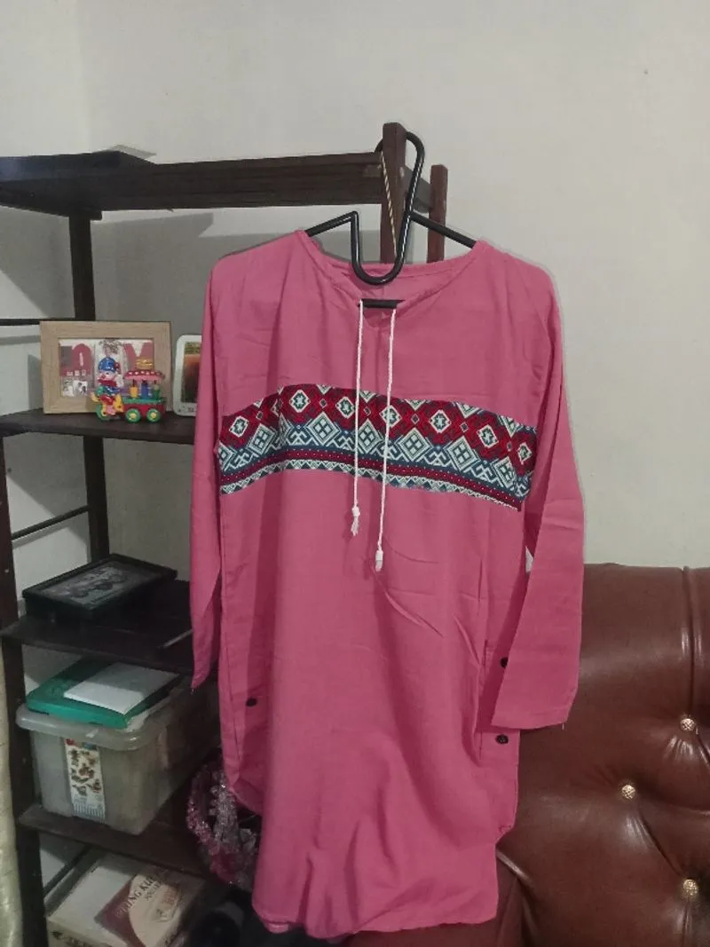 atasan tunik midi dress pink #013 photo 1