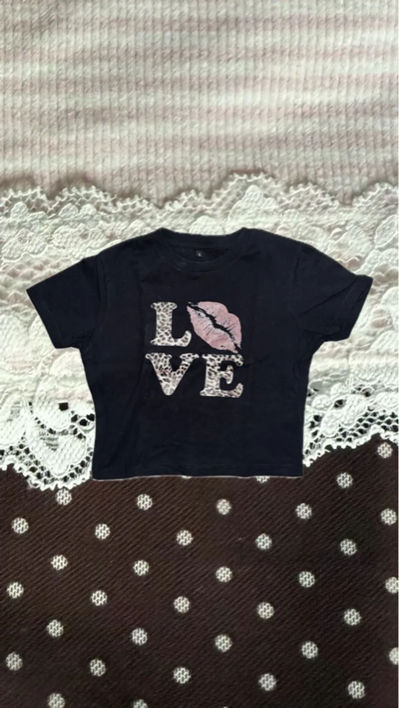 Vintage Y2K Love Graphic Baby Tee photo 1