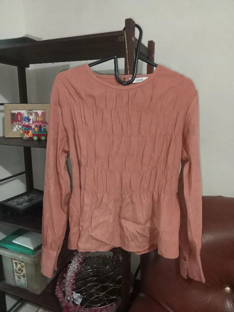 atasan blouse kerut coklat bata ala bwbyaz #022 photo 1